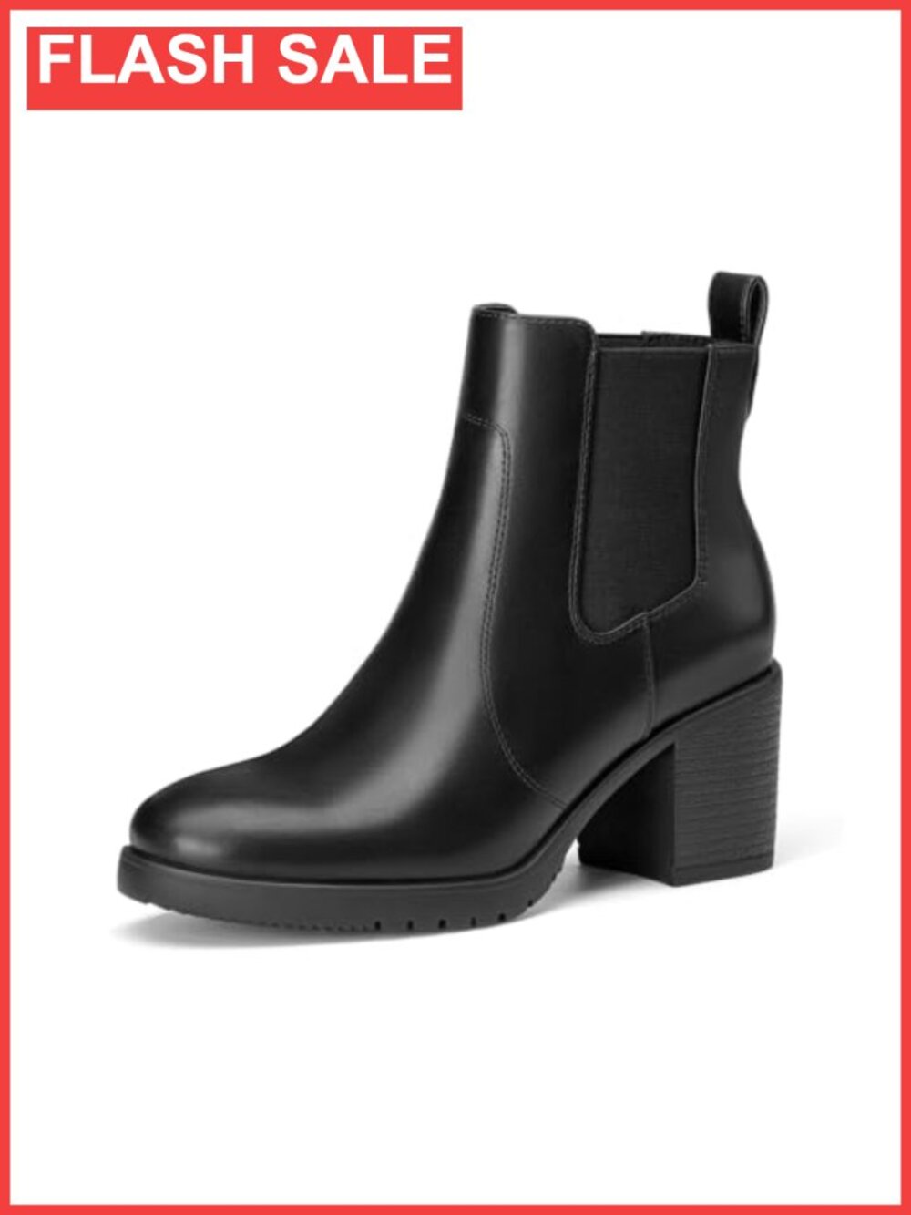Women's Slip On Chelsea Ankle Boots Faux Leather Block Heel